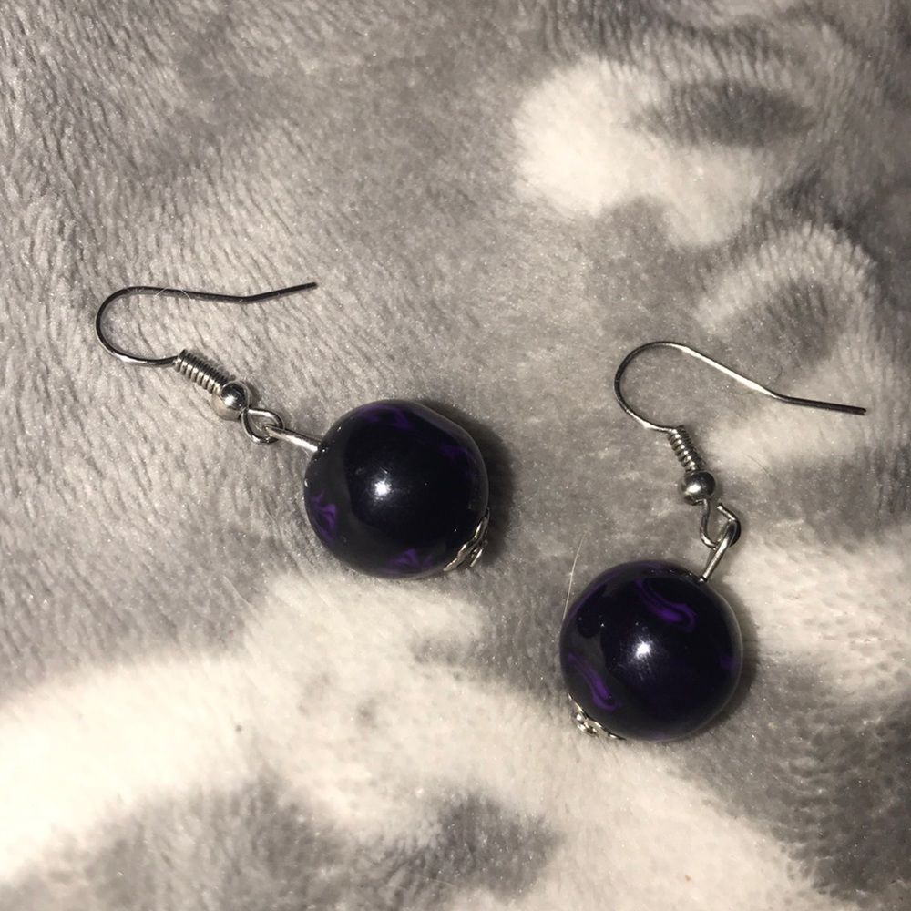 Purple and black earrings